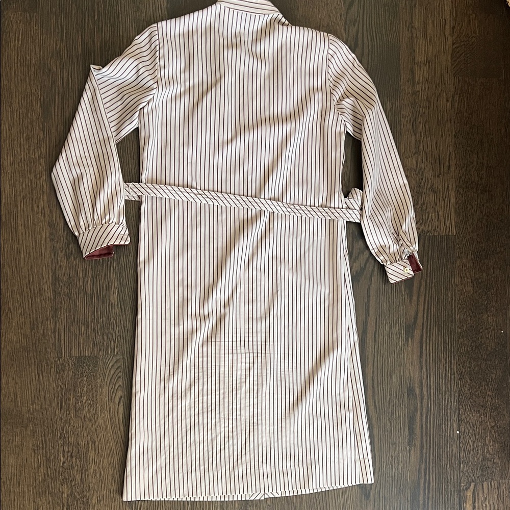 Vintage I Magnin Striped Cream and Brown Women's shirt dress - Picture 7 of 7